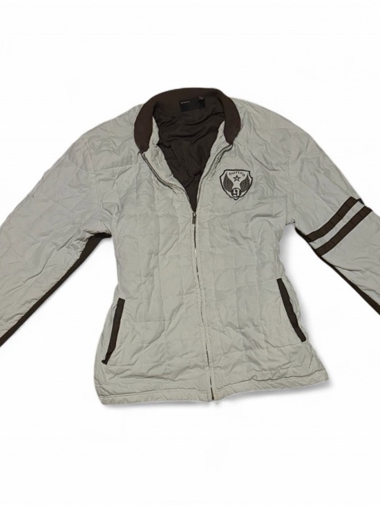 Hurley Jackets & Blazers - Hurley Brown and White Two Toned Quilted Zip Up Jacket